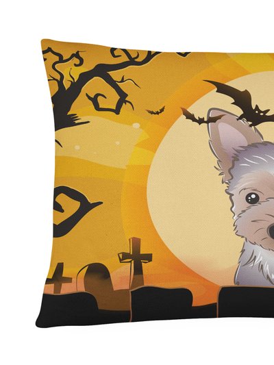 Caroline's Treasures 12 in x 16 in  Outdoor Throw Pillow Halloween Yorkie Puppy Canvas Fabric Decorative Pillow product