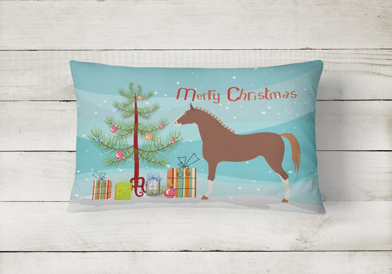 12 in x 16 in  Outdoor Throw Pillow Hannoverian Horse Christmas Canvas Fabric Decorative Pillow
