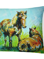 12 in x 16 in  Outdoor Throw Pillow Horse Grazin Canvas Fabric Decorative Pillow