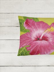 12 in x 16 in  Outdoor Throw Pillow Hot Pink Hibiscus by Malenda Trick Canvas Fabric Decorative Pillow