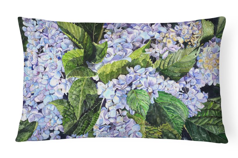 12 in x 16 in  Outdoor Throw Pillow Hydrangea Canvas Fabric Decorative Pillow