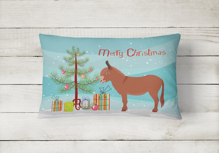 12 in x 16 in  Outdoor Throw Pillow Irish Donkey Christmas Canvas Fabric Decorative Pillow