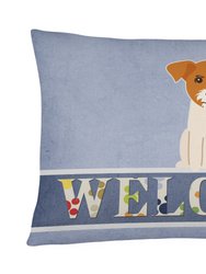 12 in x 16 in  Outdoor Throw Pillow Jack Russell Terrier Welcome Canvas Fabric Decorative Pillow