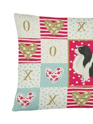 12 in x 16 in  Outdoor Throw Pillow Japanese Chin Love Canvas Fabric Decorative Pillow