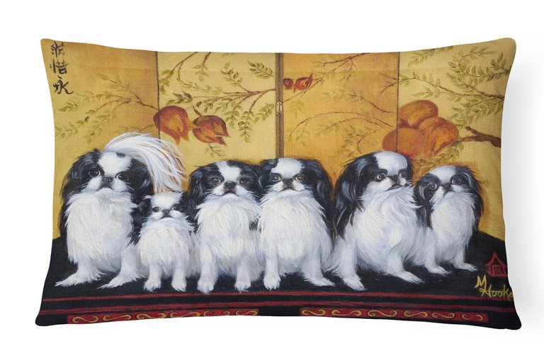 12 in x 16 in  Outdoor Throw Pillow Japanese Chin Tea House Canvas Fabric Decorative Pillow