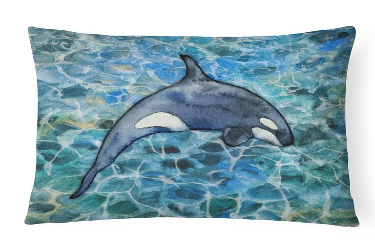 12 in x 16 in  Outdoor Throw Pillow Killer Whale Orca #2 Canvas Fabric Decorative Pillow