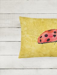 12 in x 16 in  Outdoor Throw Pillow Lady Bug on Yellow Canvas Fabric Decorative Pillow