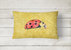 12 in x 16 in  Outdoor Throw Pillow Lady Bug on Yellow Canvas Fabric Decorative Pillow