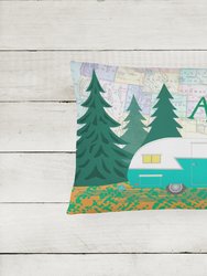 12 in x 16 in  Outdoor Throw Pillow Let's Adventure Glamping Trailer Canvas Fabric Decorative Pillow