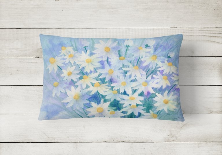 12 in x 16 in  Outdoor Throw Pillow Light and Airy Daisies Canvas Fabric Decorative Pillow