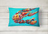 12 in x 16 in  Outdoor Throw Pillow Lucy the Crawfish in blue Canvas Fabric Decorative Pillow