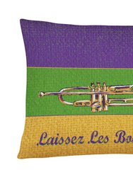 12 in x 16 in  Outdoor Throw Pillow Mardi Gras Jazz Trumpet Canvas Fabric Decorative Pillow