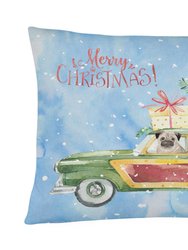 12 in x 16 in  Outdoor Throw Pillow Merry Christmas Pug Canvas Fabric Decorative Pillow