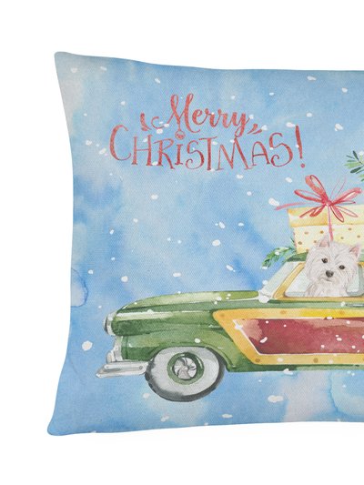 Caroline's Treasures 12 in x 16 in  Outdoor Throw Pillow Merry Christmas Westie Canvas Fabric Decorative Pillow product