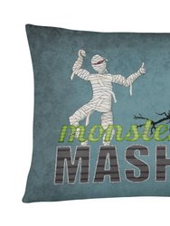 12 in x 16 in  Outdoor Throw Pillow Monster Mash with Mummy Halloween Canvas Fabric Decorative Pillow