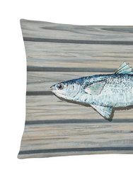 12 in x 16 in  Outdoor Throw Pillow Mullet Fish on Pier Canvas Fabric Decorative Pillow