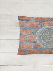 12 in x 16 in  Outdoor Throw Pillow New Orleans Watermeter on Bricks Canvas Fabric Decorative Pillow