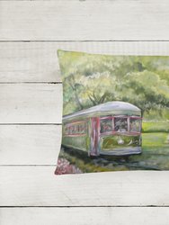 12 in x 16 in  Outdoor Throw Pillow Next Stop Audobon Park Streetcar Canvas Fabric Decorative Pillow