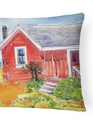 12 in x 16 in  Outdoor Throw Pillow Old Red Cottage House at the lake or Beach Canvas Fabric Decorative Pillow