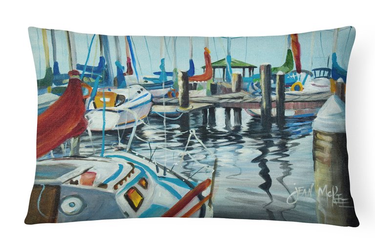 12 in x 16 in  Outdoor Throw Pillow Orange Sail Sailboats Canvas Fabric Decorative Pillow