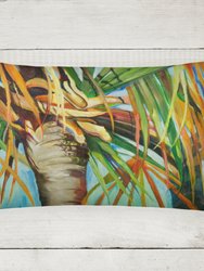 12 in x 16 in  Outdoor Throw Pillow Orange Top Palm Tree Canvas Fabric Decorative Pillow