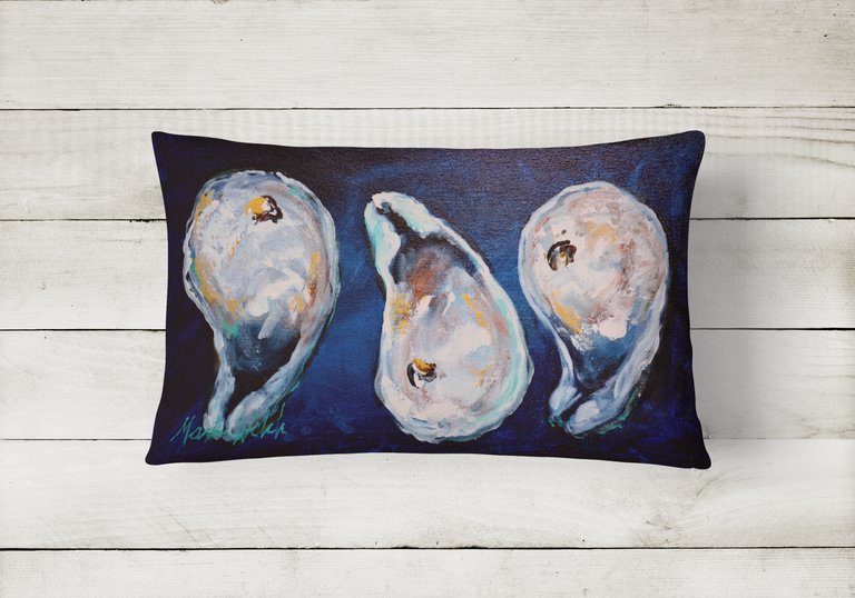 12 in x 16 in  Outdoor Throw Pillow Oysters Give Me More Canvas Fabric Decorative Pillow