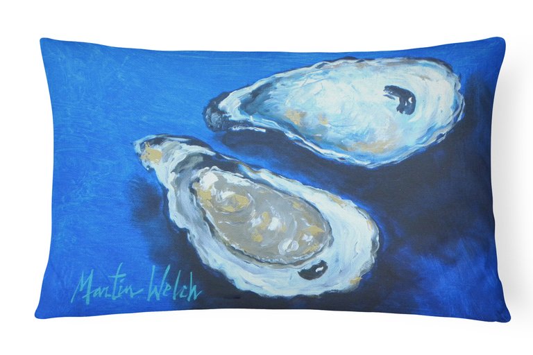 12 in x 16 in  Outdoor Throw Pillow Oysters Seafood Four Canvas Fabric Decorative Pillow