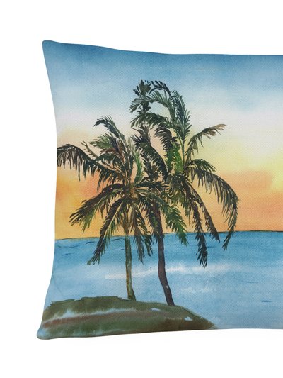 Caroline's Treasures 12 in x 16 in  Outdoor Throw Pillow Palm Tree Beach Scene Canvas Fabric Decorative Pillow product