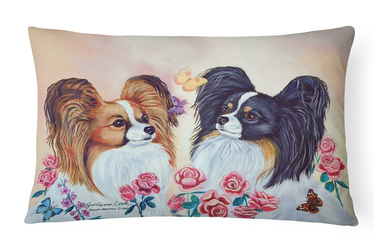 12 in x 16 in  Outdoor Throw Pillow Papillon Canvas Fabric Decorative Pillow