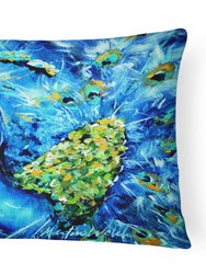 12 in x 16 in  Outdoor Throw Pillow Peacock Straight Up in Blue Canvas Fabric Decorative Pillow