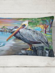 12 in x 16 in  Outdoor Throw Pillow Pelican view Canvas Fabric Decorative Pillow