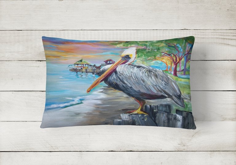 12 in x 16 in  Outdoor Throw Pillow Pelican view Canvas Fabric Decorative Pillow