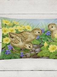 12 in x 16 in  Outdoor Throw Pillow Pheasant Chicks Canvas Fabric Decorative Pillow