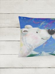 12 in x 16 in  Outdoor Throw Pillow Polar Bears Polar Kiss by Debbie Cook Canvas Fabric Decorative Pillow