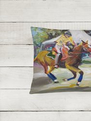 12 in x 16 in  Outdoor Throw Pillow Polo at the Point Canvas Fabric Decorative Pillow