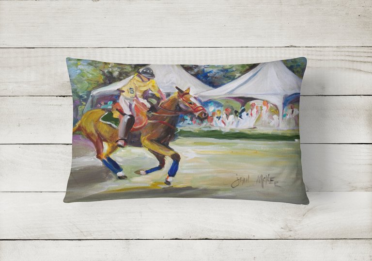 12 in x 16 in  Outdoor Throw Pillow Polo at the Point Canvas Fabric Decorative Pillow