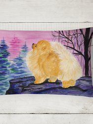 12 in x 16 in  Outdoor Throw Pillow Pomeranian Canvas Fabric Decorative Pillow