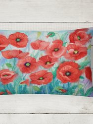 12 in x 16 in  Outdoor Throw Pillow Poppies Canvas Fabric Decorative Pillow