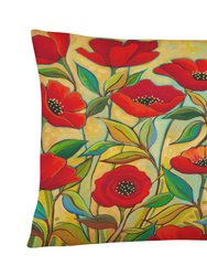12 in x 16 in  Outdoor Throw Pillow Poppy Garden Flowers Canvas Fabric Decorative Pillow