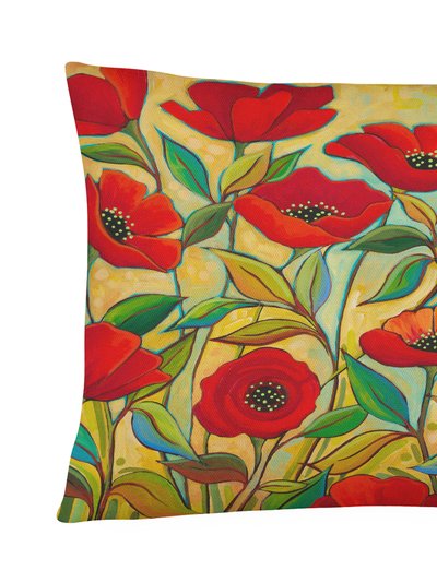 Caroline's Treasures 12 in x 16 in  Outdoor Throw Pillow Poppy Garden Flowers Canvas Fabric Decorative Pillow product