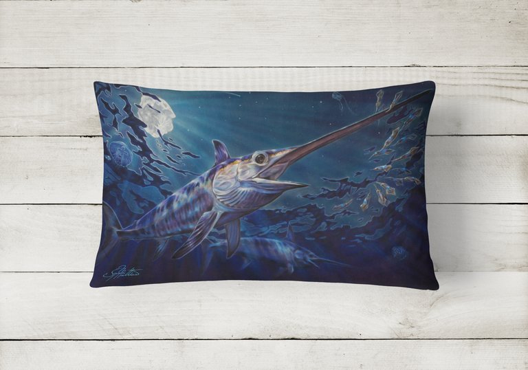 12 in x 16 in  Outdoor Throw Pillow Prince Of Darkness Swordfish Canvas Fabric Decorative Pillow