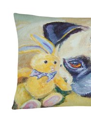 12 in x 16 in  Outdoor Throw Pillow Pug Bunny Rabbit Canvas Fabric Decorative Pillow