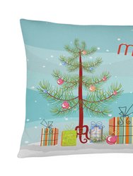 12 in x 16 in  Outdoor Throw Pillow Pug Merry Christmas Tree Canvas Fabric Decorative Pillow
