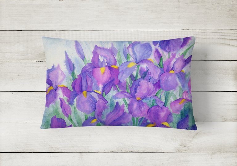 12 in x 16 in  Outdoor Throw Pillow Purple Iris Canvas Fabric Decorative Pillow