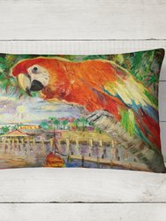 12 in x 16 in  Outdoor Throw Pillow Red Parrot at Lulu's Canvas Fabric Decorative Pillow