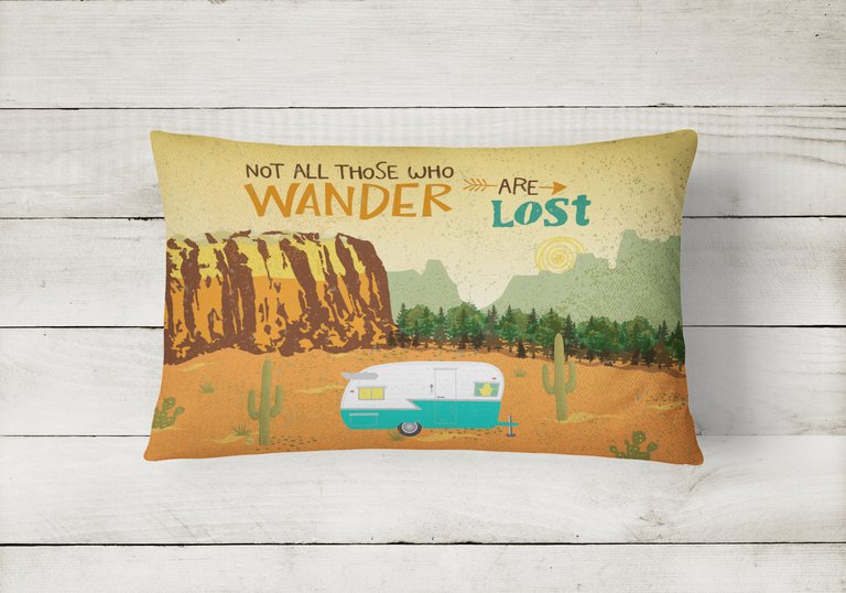 12 in x 16 in  Outdoor Throw Pillow Retro Camper Camping Wander Canvas Fabric Decorative Pillow