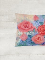 12 in x 16 in  Outdoor Throw Pillow Roses Canvas Fabric Decorative Pillow