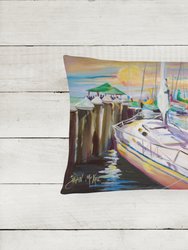 12 in x 16 in  Outdoor Throw Pillow Sailboats at the Fairhope Yacht Club Docks Canvas Fabric Decorative Pillow