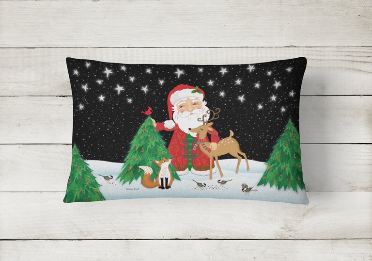 12 in x 16 in  Outdoor Throw Pillow Santa Claus Christmas Canvas Fabric Decorative Pillow