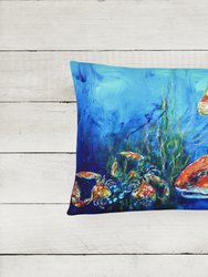 12 in x 16 in  Outdoor Throw Pillow Scattered Red Fish Canvas Fabric Decorative Pillow